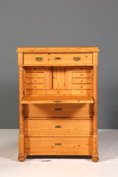Stilvoller Gründerzeit Sekretär Vertiko Highboard Weichholz Jugendstil Kommode Landhaus Schrank um 1880
