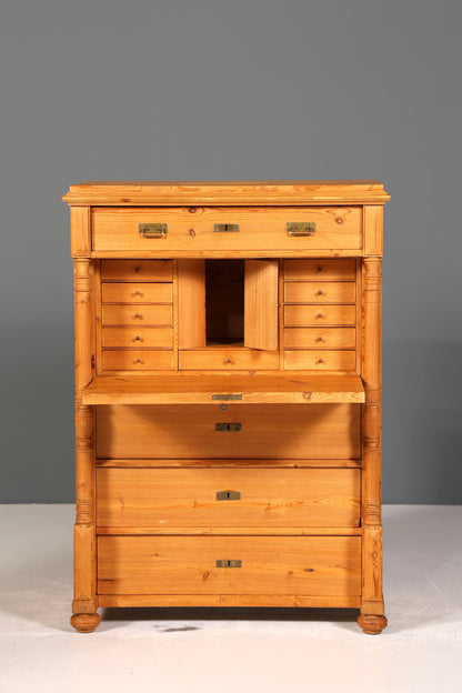 Stilvoller Gründerzeit Sekretär Vertiko Highboard Weichholz Jugendstil Kommode Landhaus Schrank um 1880