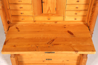 Stilvoller Gründerzeit Sekretär Vertiko Highboard Weichholz Jugendstil Kommode Landhaus Schrank um 1880