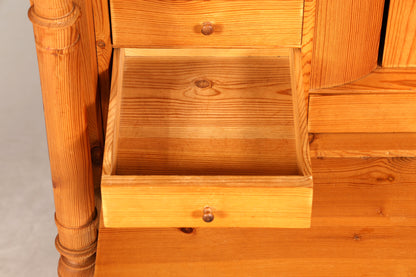 Stilvoller Gründerzeit Sekretär Vertiko Highboard Weichholz Jugendstil Kommode Landhaus Schrank um 1880