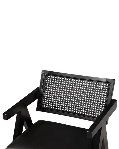 Sehr edler Korbgeflecht Stuhl "Vienna Black +" Armlehnsessel Bauhaus Relax Lounge Chair Stuhl Esszimmer Stuhl Küchenstuhl