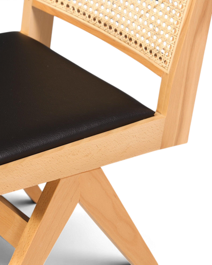 Sehr Edler Korbgeflecht Stuhl "Vienna Wood"  Bauhaus Relax Esszimmer Stuhl Lounge Chair Küchenstuhl