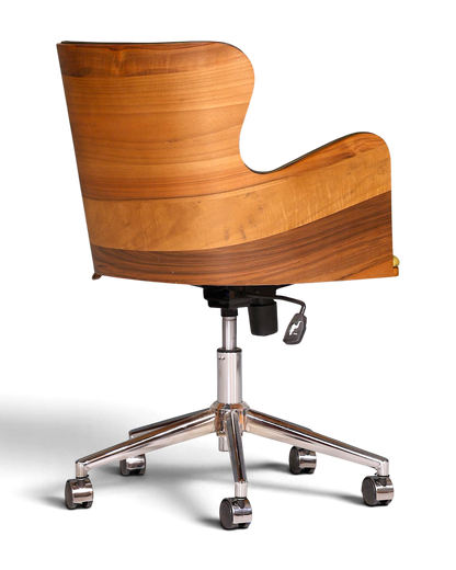 Chesterfield Büro Armlehnstuhl "Leon-Office" Nussbaum grün
