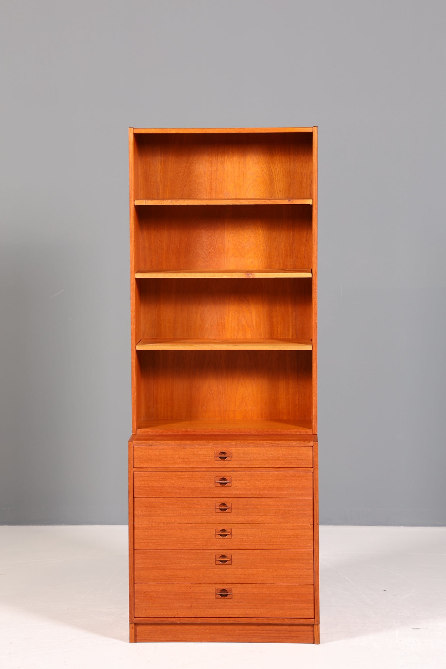 Schlichtes Mid Century Regal Teak Holz Bücherregal Schrank Vintage Kommode Retro Buchablage