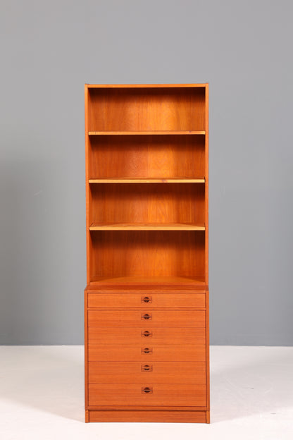 Schlichtes Mid Century Regal Teak Holz Bücherregal Schrank Vintage Kommode Retro Buchablage