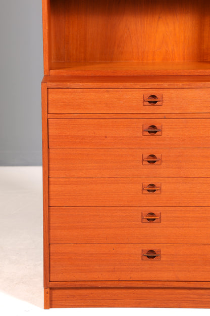 Schlichtes Mid Century Regal Teak Holz Bücherregal Schrank Vintage Kommode Retro Buchablage