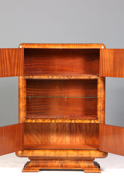 Sehr seltene Original Art Deco Vitrine Nussbaum Vitrine massiv Holz Antik Schrank