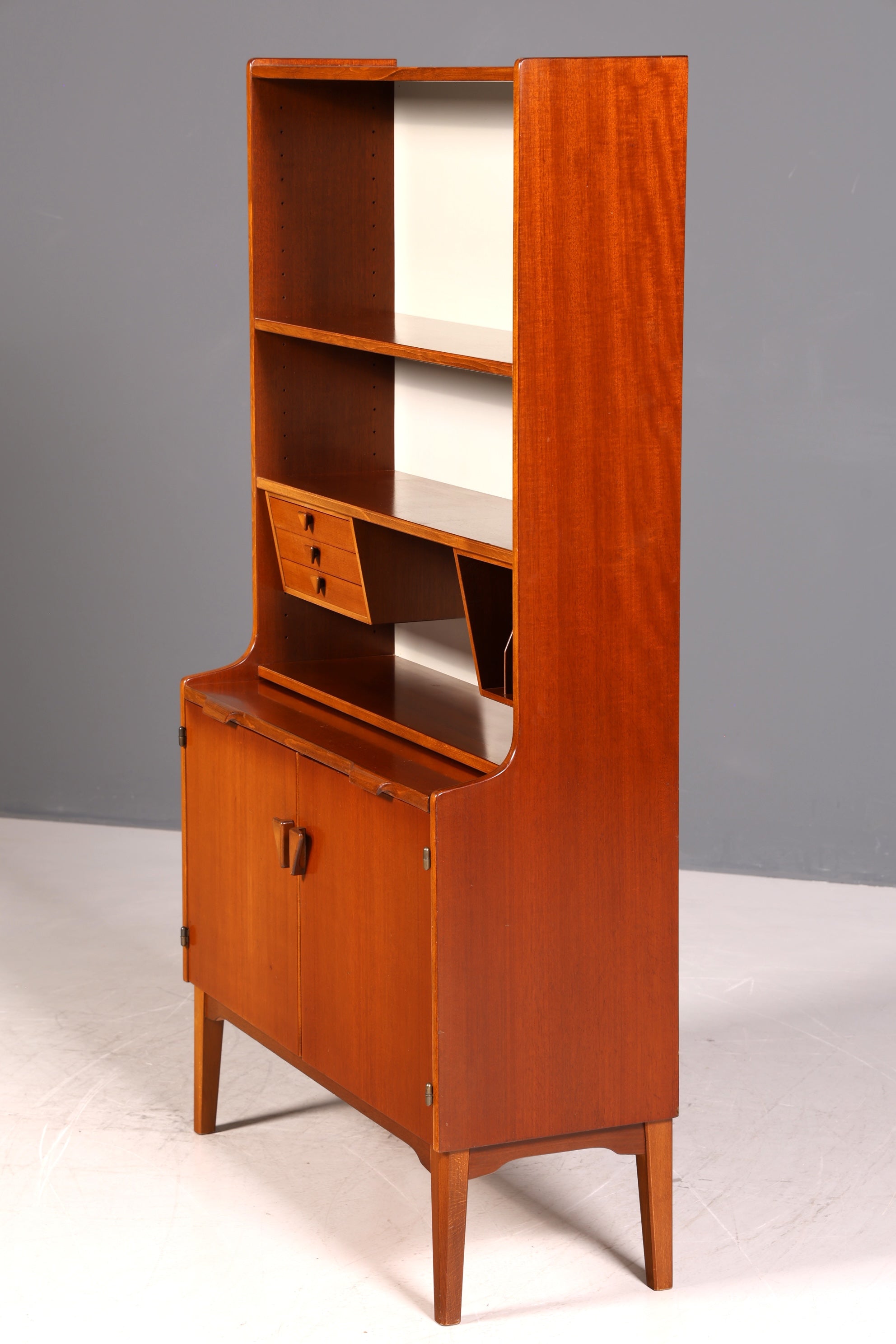 Wunderschöner Mid Century Schrank Bücherregal Danish Design Hugo Troeds Vintage Sekretär Highboard Holz Regal