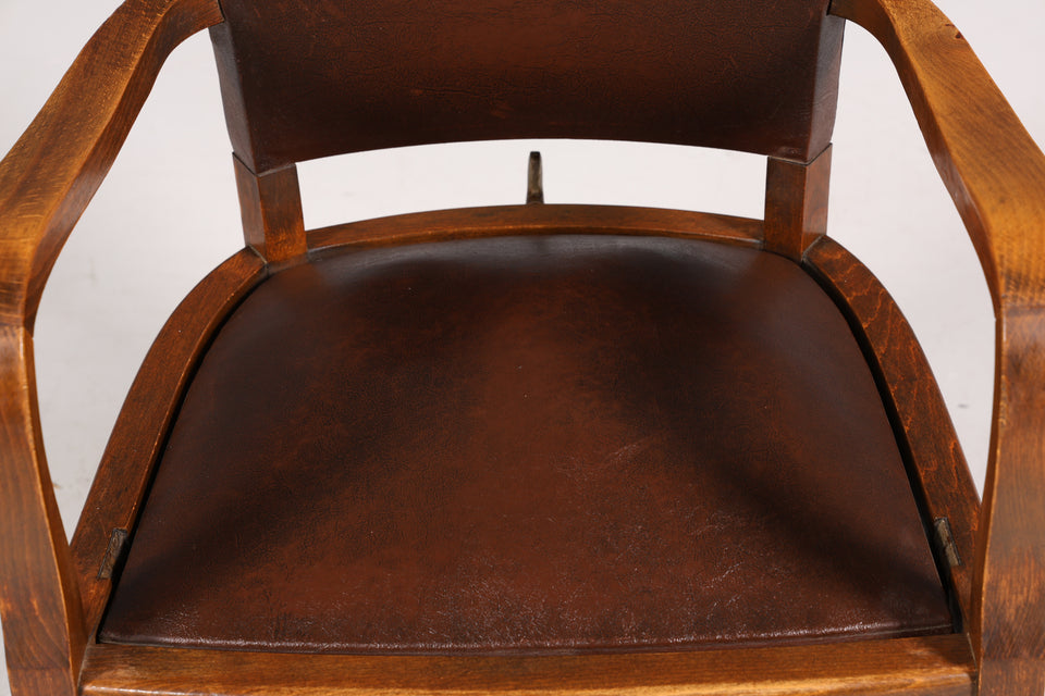 Wunderschöner Friseurstuhl Klappsitz Stuhl Art Deco Eiche Holz 3 von 3