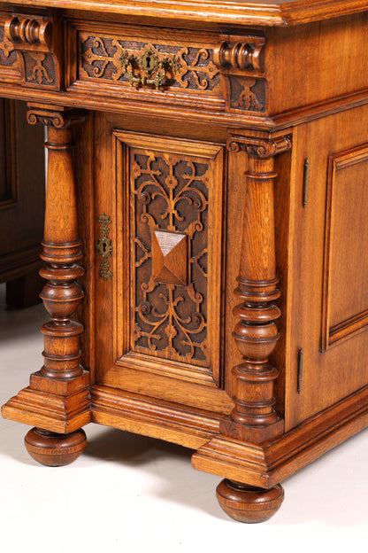 Traumhafter Gründerzeit Schreibtisch Jugendstil Bürotisch echt Holz Antik Office Desk