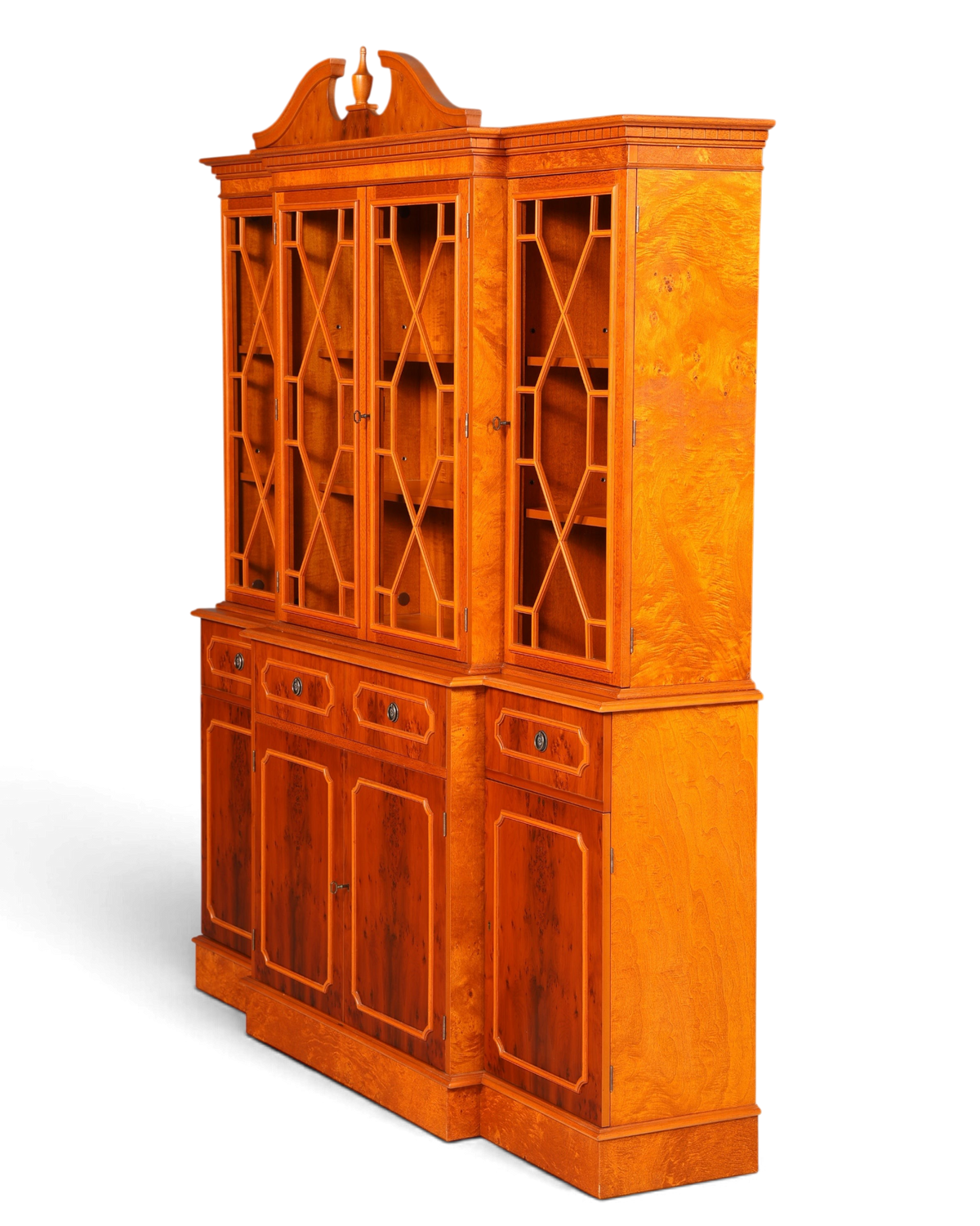 Hauptstadt Möblerei englische Vitrine aus Holzfurnier mit verglasten Türen, höhenverstellbaren Böden und viel Stauraum