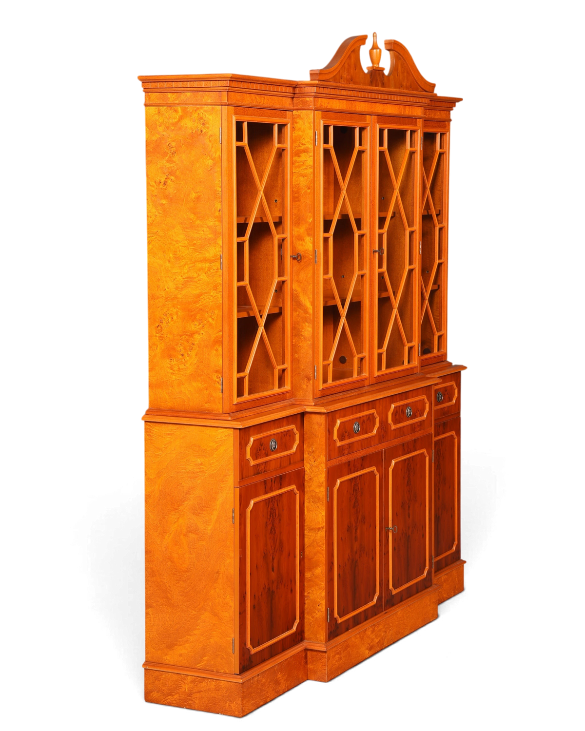 Hauptstadt Möblerei englische Vitrine aus hochwertigem Holzfurnier mit verglasten Türen und höhenverstellbaren Böden