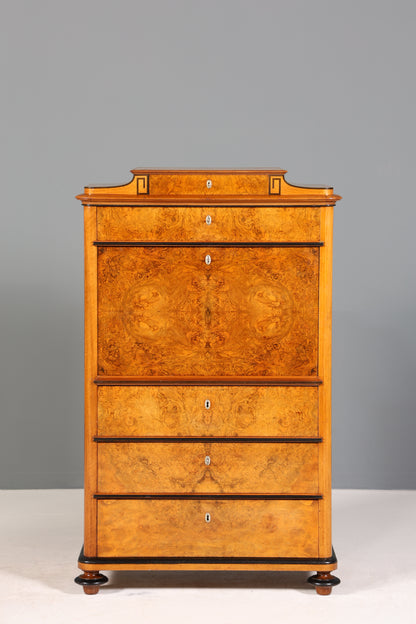 Stilvoller Biedermeier Sekretär Louis Philippe Vertiko Antik Kommode Schreibkommode Office Desk