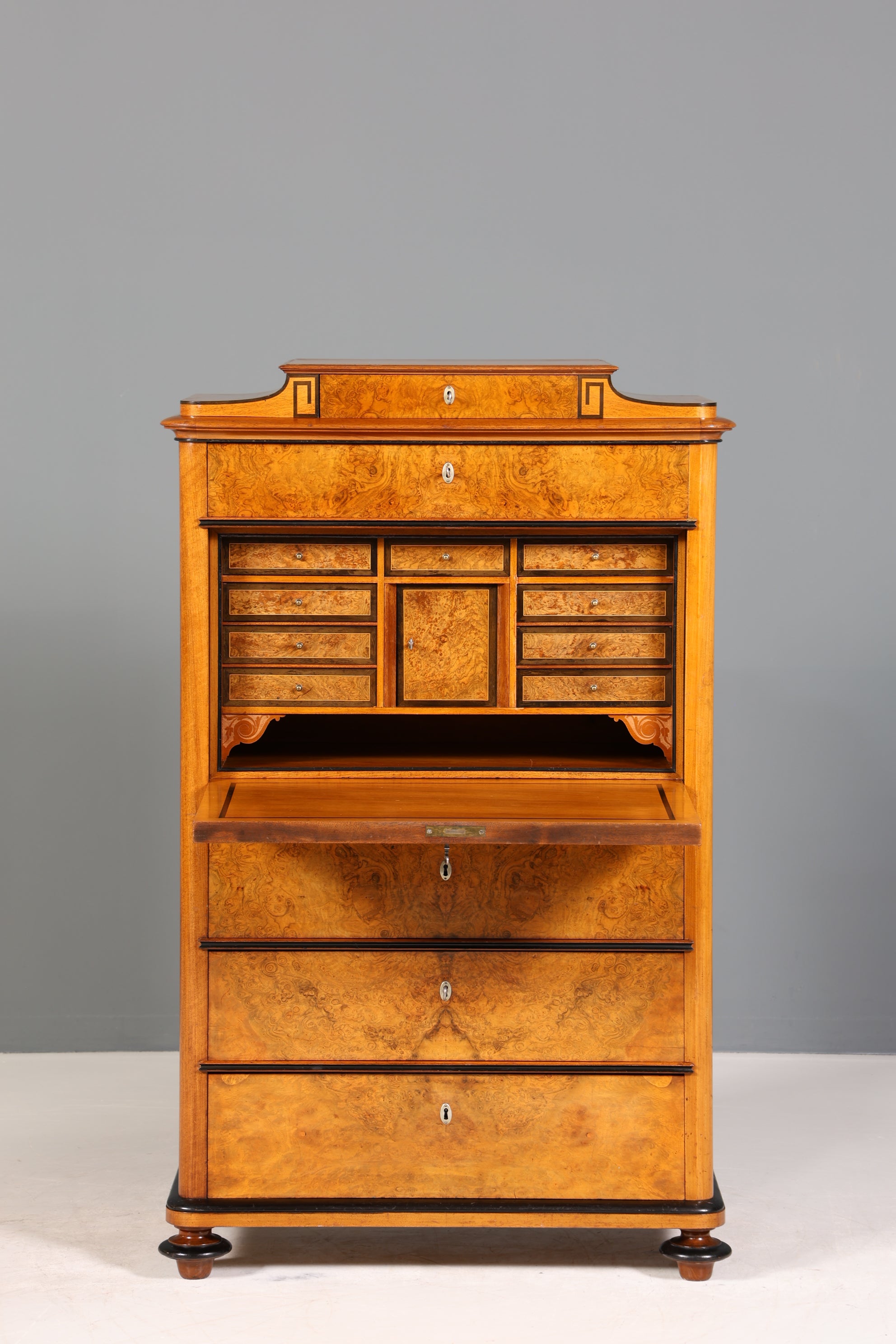 Stilvoller Biedermeier Sekretär Louis Philippe Vertiko Antik Kommode Schreibkommode Office Desk