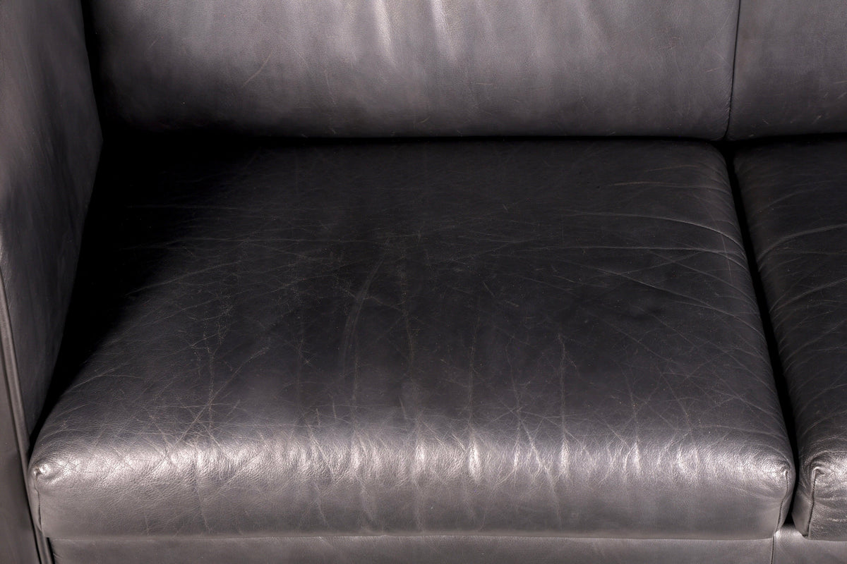Wunderschönes Original De Sede DS-32 c Sofa Schwarz Echt Leder 2-Sitzer 90er Designer Ledersofa Couch Loungesofa Vintage