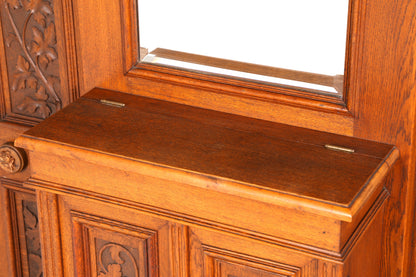 Traumhafte Jugendstil Garderobe Flurgarderobe Eiche Antik Kleiderwand mit Spiegel Dielenmöbel Wandgarderobe