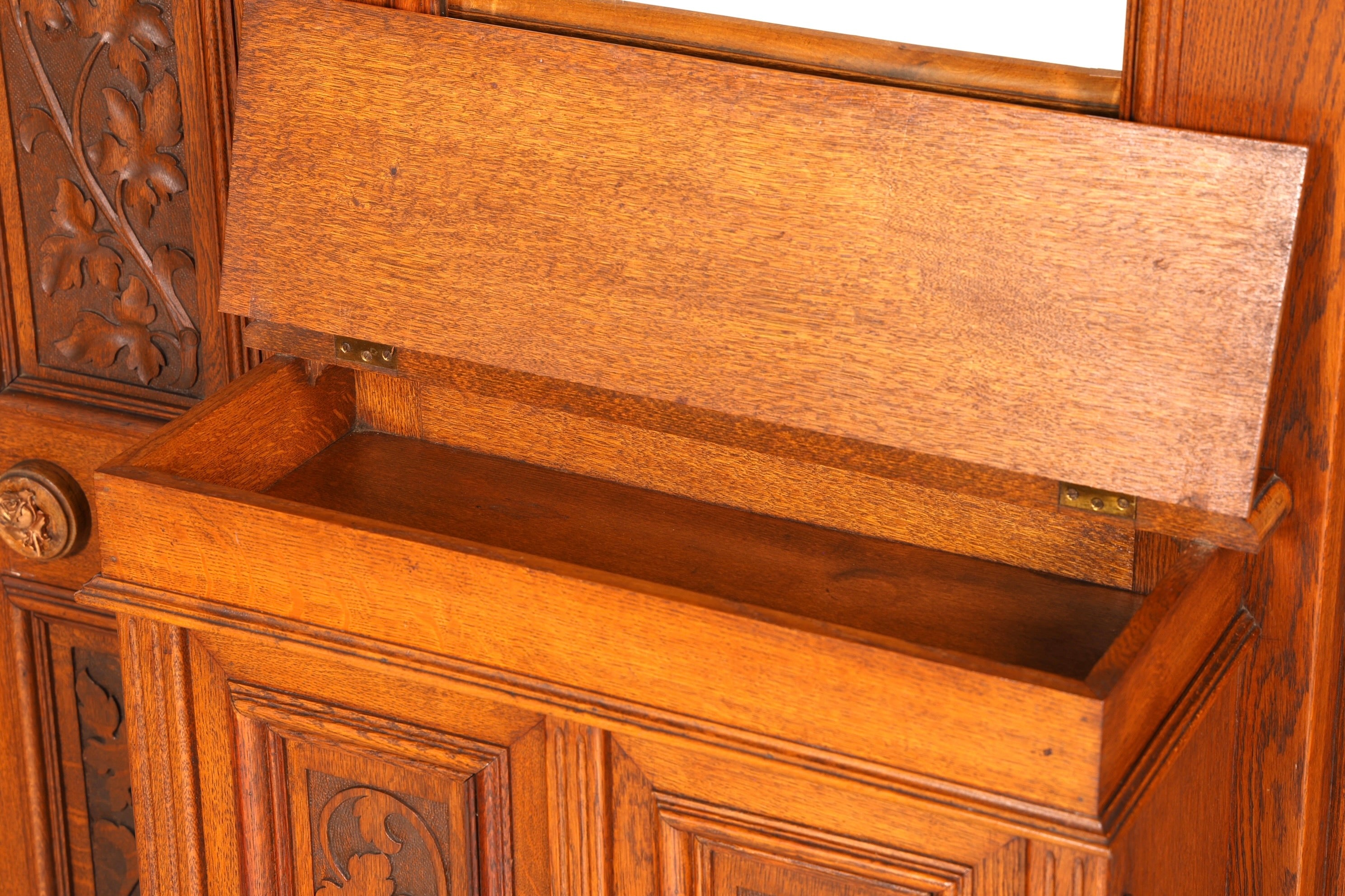Traumhafte Jugendstil Garderobe Flurgarderobe Eiche Antik Kleiderwand mit Spiegel Dielenmöbel Wandgarderobe