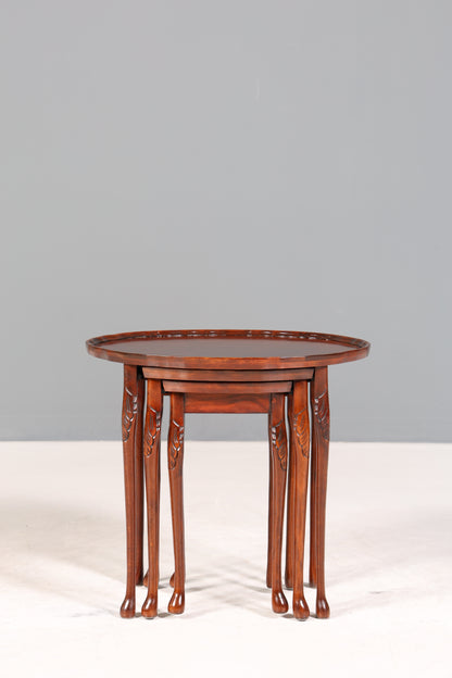 Filigranes Englisches Tisch Set Couchtisch Englisch Antik Stil 3er Satz Ablagetisch Holz Beistelltisch