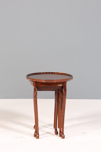 Filigranes Englisches Tisch Set Couchtisch Englisch Antik Stil 3er Satz Ablagetisch Holz Beistelltisch