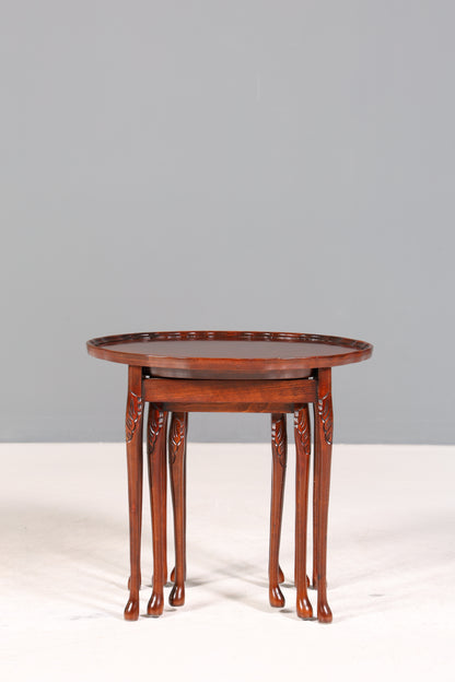 Filigranes Englisches Tisch Set Couchtisch Englisch Antik Stil 3er Satz Ablagetisch Holz Beistelltisch