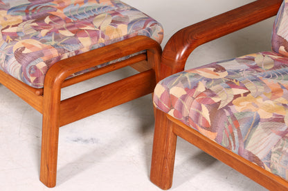 Stilvoller Mid Century Armlehnsessel mit Hocker HS Design Sessel Liegefunktion Teak Holz Lounge Sessel