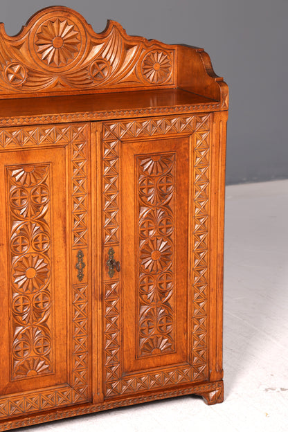 Traumhafter Antiker Schrank um 1900 Schnitzereien Massiv Holz Schränkchen Bauernschrank Vertiko Beistellschrank