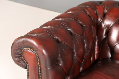 Stilvolles Original Chesterfield Sofa 3-Sitzer Couch Oxblood England Polstersofa