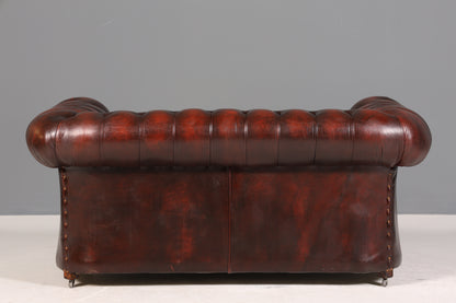 Stilvolles Original Chesterfield Sofa 2-Sitzer Couch England Oxblood Polstersofa