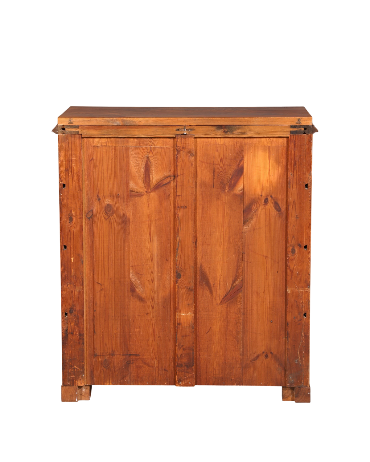 Hauptstadt Möblerei Gründerzeit Kommode aus massivem Holz, Rückansicht des antiken Sideboards mit sichtbarer Maserung
