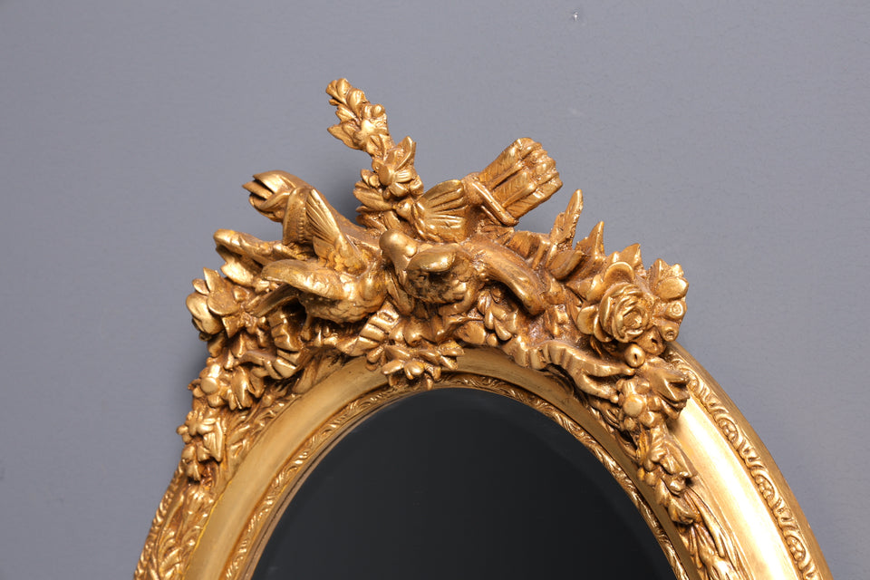 Edler Ovaler Prunk Barock Stil Wandspiegel Ornamenten Gold Spiegel