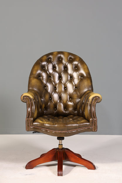 Wunderschöner Original Chesterfield Bürosessel &quot;Wade&quot; echt Leder Sessel Bürostuhl Captain Chair Sessel Office Chair 1 von 2