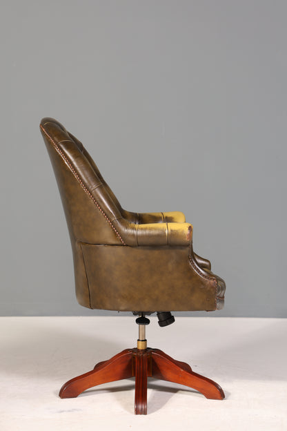 Wunderschöner Original Chesterfield Bürosessel &quot;Wade&quot; echt Leder Sessel Bürostuhl Captain Chair Sessel Office Chair 1 von 2