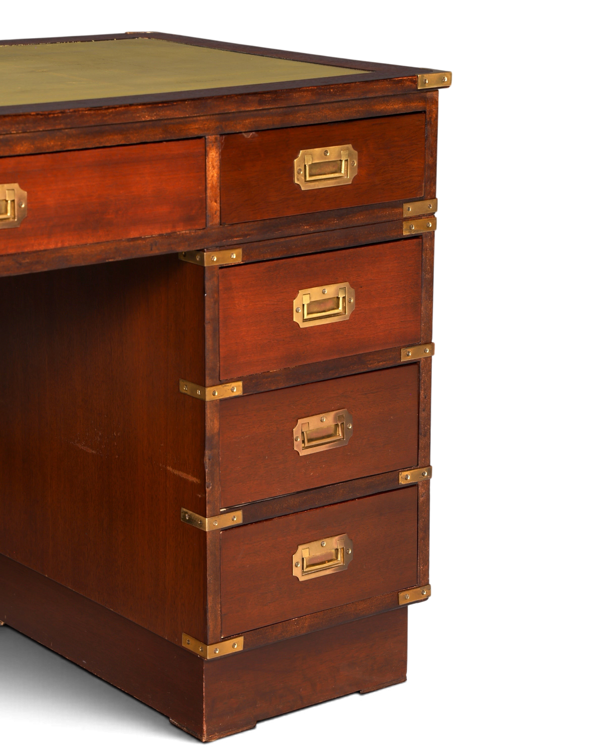 Wunderschöner Maritimer Schreibtisch Englischer Military Chest Bürotisch Office Table mit echt Lederauflage