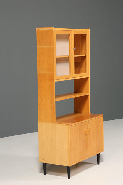 Schlichtes Mid Century Regal Vintage Vitrine Holz Schrank Kommode 60er Jahre