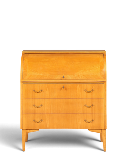Stilvoller Mid Century Rollladen Sekretär echt Holz Büro Schrank Vintage Schreibkommode