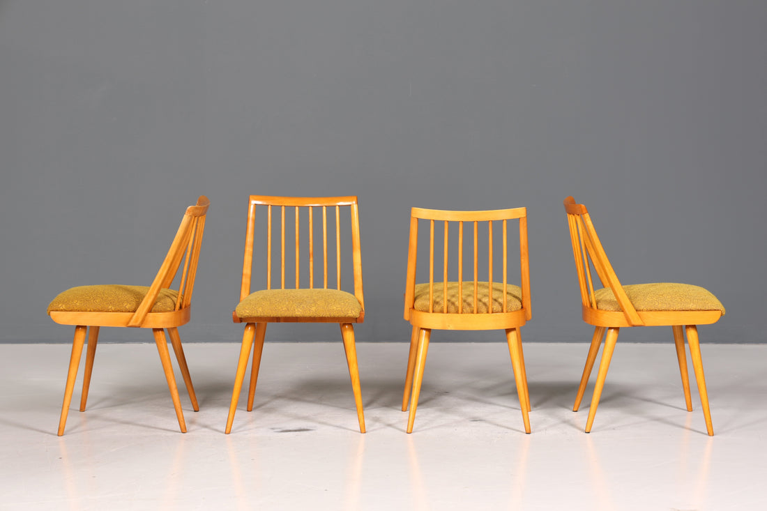 4x Schlichte Mid Century Stühle Retro Stuhlset Danish Design Küchenstühle Esszimmer Stühle