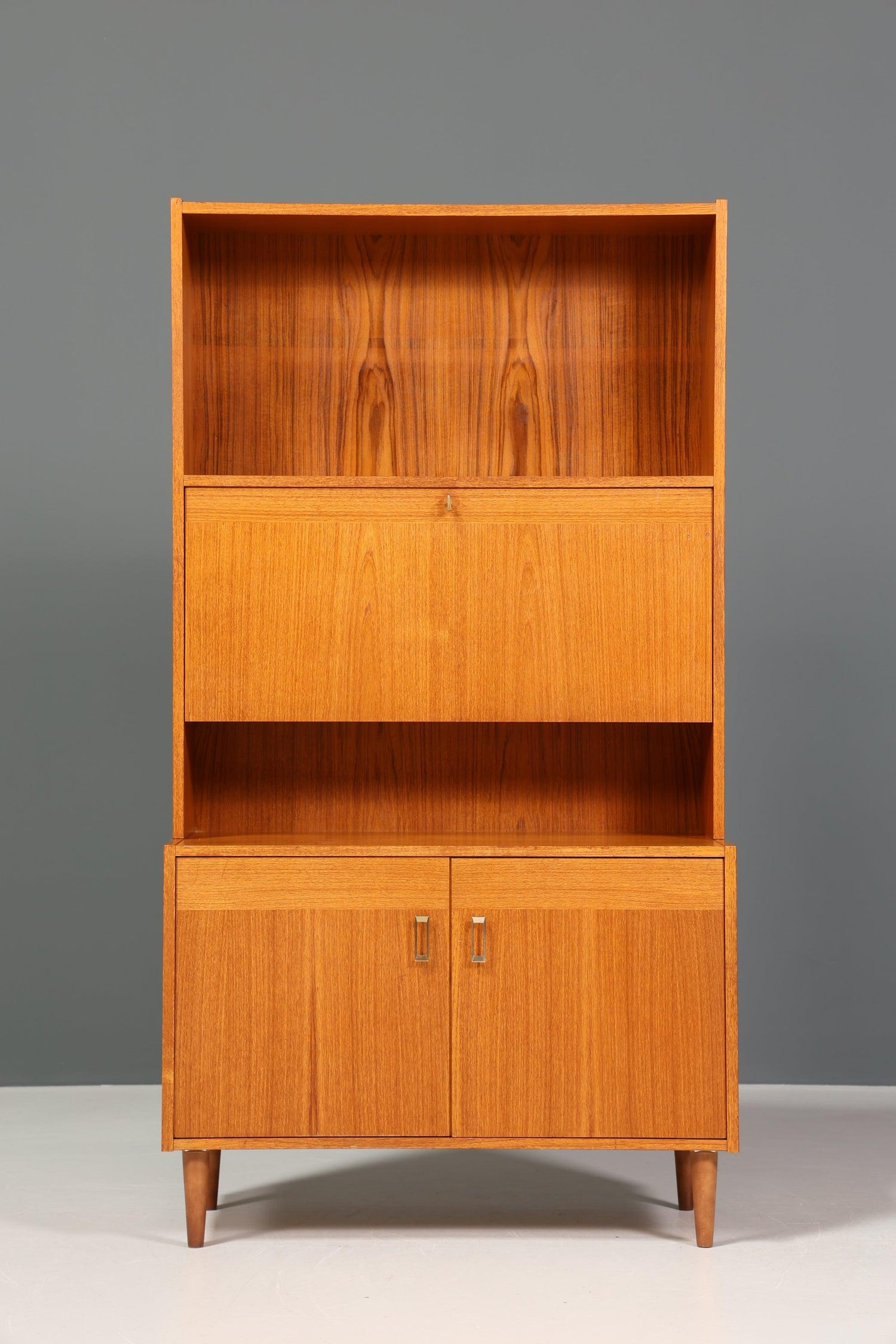 Schlichter Mid Century Schrank Vintage Highboard Sekretär Holz Regal 60er Jahre