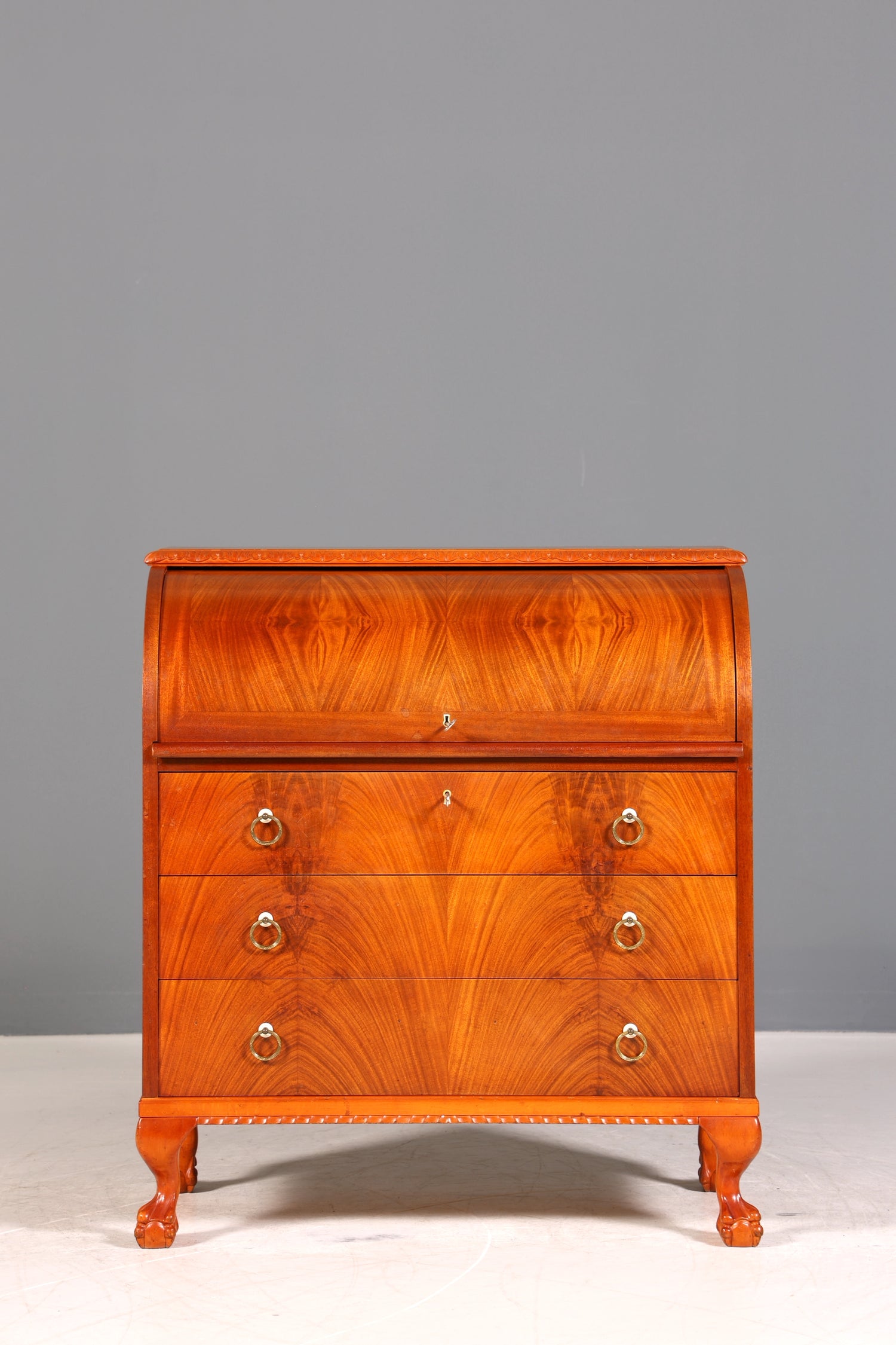 Wunderschöner Rollladen Sekretär um 1930 Büro Kommode echt Holz Barock Stil Schreibtisch Bürokommode