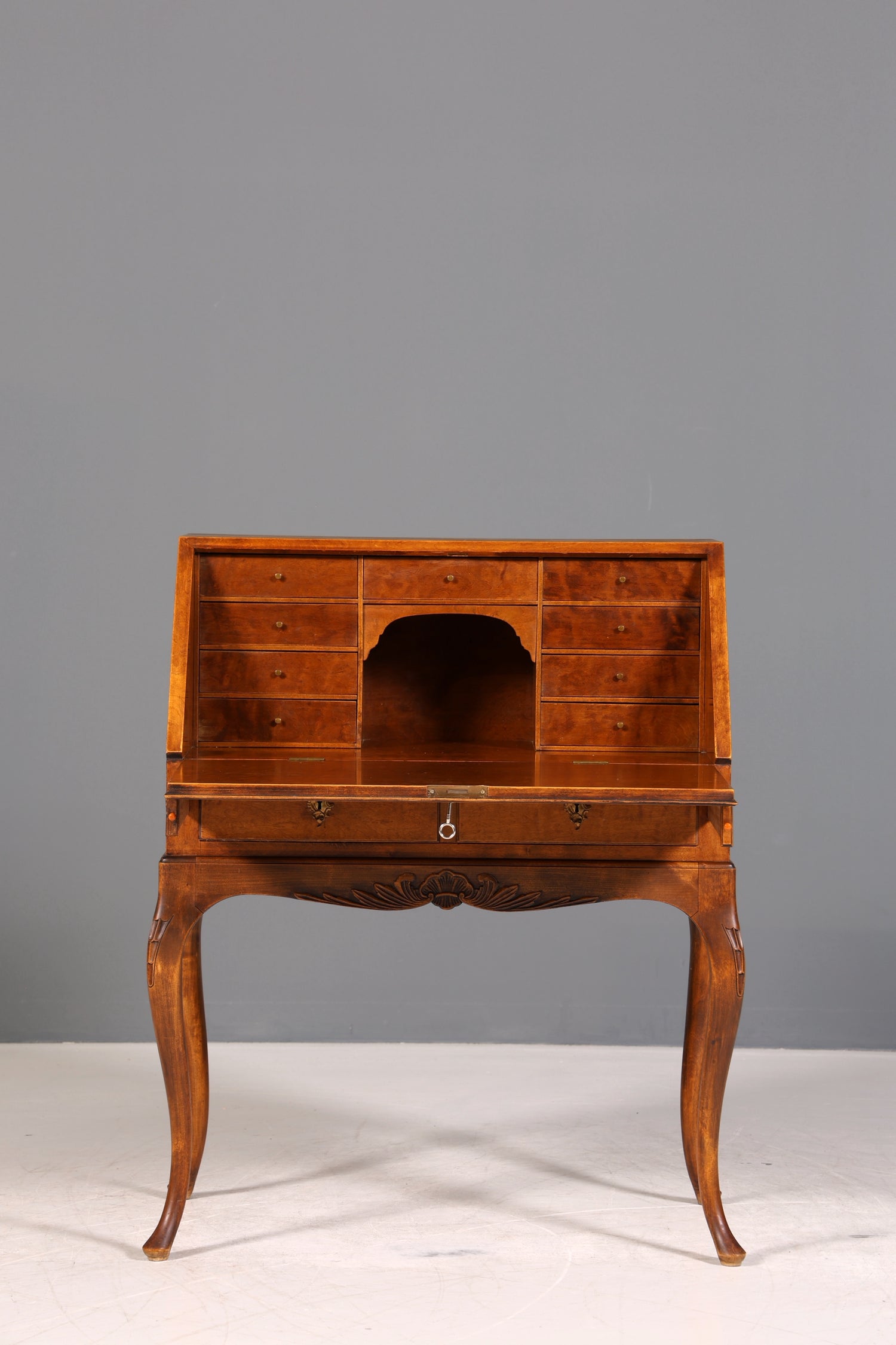 Filigraner Sekretär Chippendale Stil Antik um 1940 Büro Kommode Schreibkommode