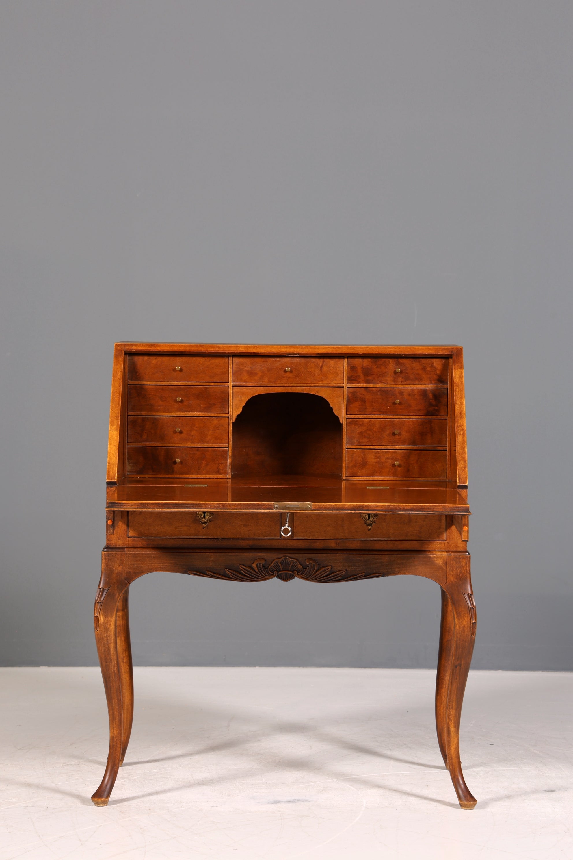 Filigraner Sekretär Chippendale Stil Antik um 1940 Büro Kommode Schreibkommode