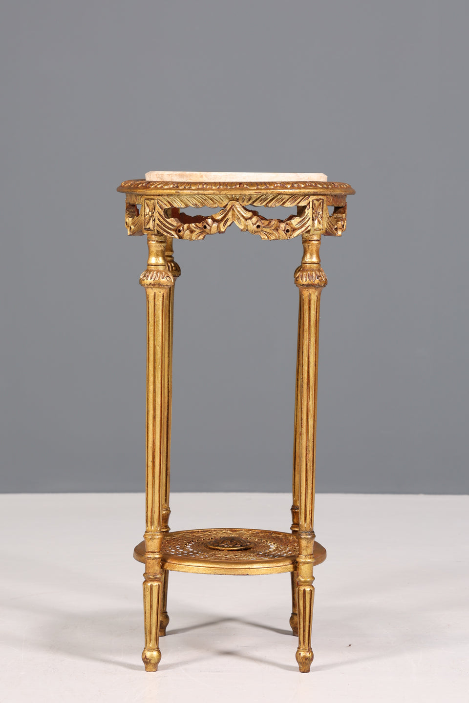 Wunderschöner Barock Stil Beistelltisch mit Marmor Ablagetisch Gold Blumentisch 2 von 2