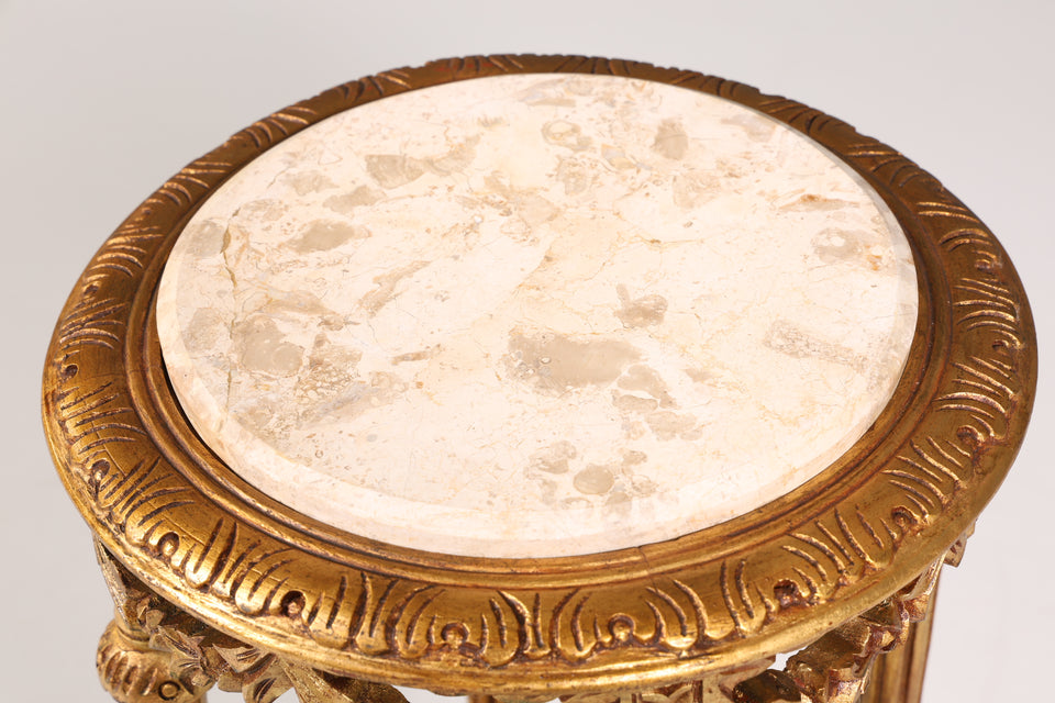 Wunderschöner Barock Stil Beistelltisch mit Marmor Ablagetisch Gold Blumentisch 2 von 2