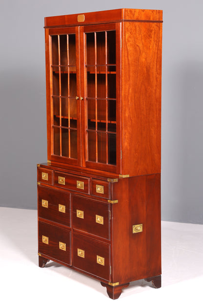 Wunderschöner Maritimer Vitrinenschrank Englischer Schrank echt Holz Bibliothek Englische Anrichte