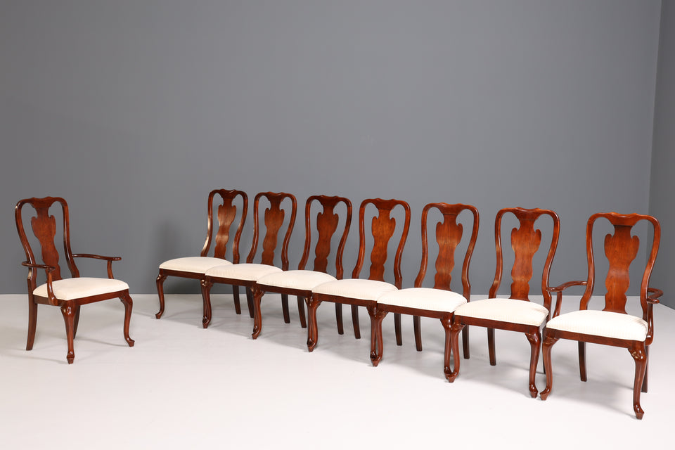 8x Original Drexel Heritage Stühle Amerikanisch USA Stuhlset in beige