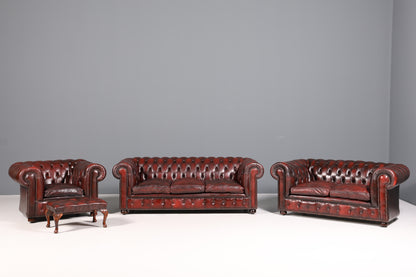 Stilvolles Original Chesterfield Sofa 2-Sitzer Couch England Oxblood Polstersofa