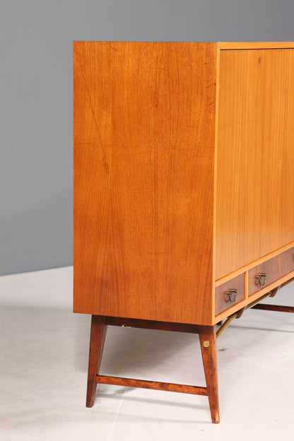 Stilvolles Mid Century Highboard echt Holz Schrank Retro Sideboard Regal Kommode
