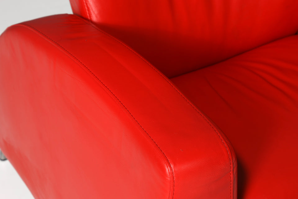 Original Stressless "Arion" Sofa mit Hocker in Rot Funktion echt Leder Kino Relax Couch
