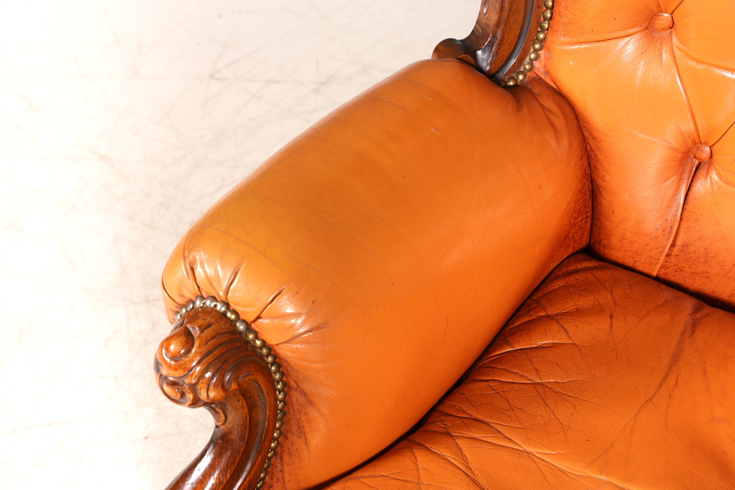 Königlicher Barock Sessel echt Rokoko Leder Armlehnsessel  Luxus Chesterfield Sessel 1 von 2