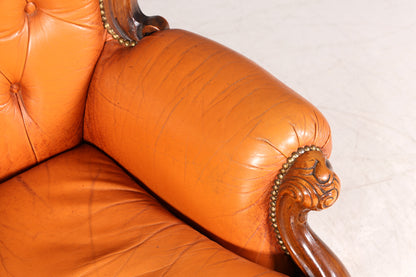 Königlicher Barock Sessel echt Rokoko Leder Armlehnsessel  Luxus Chesterfield Sessel 1 von 2