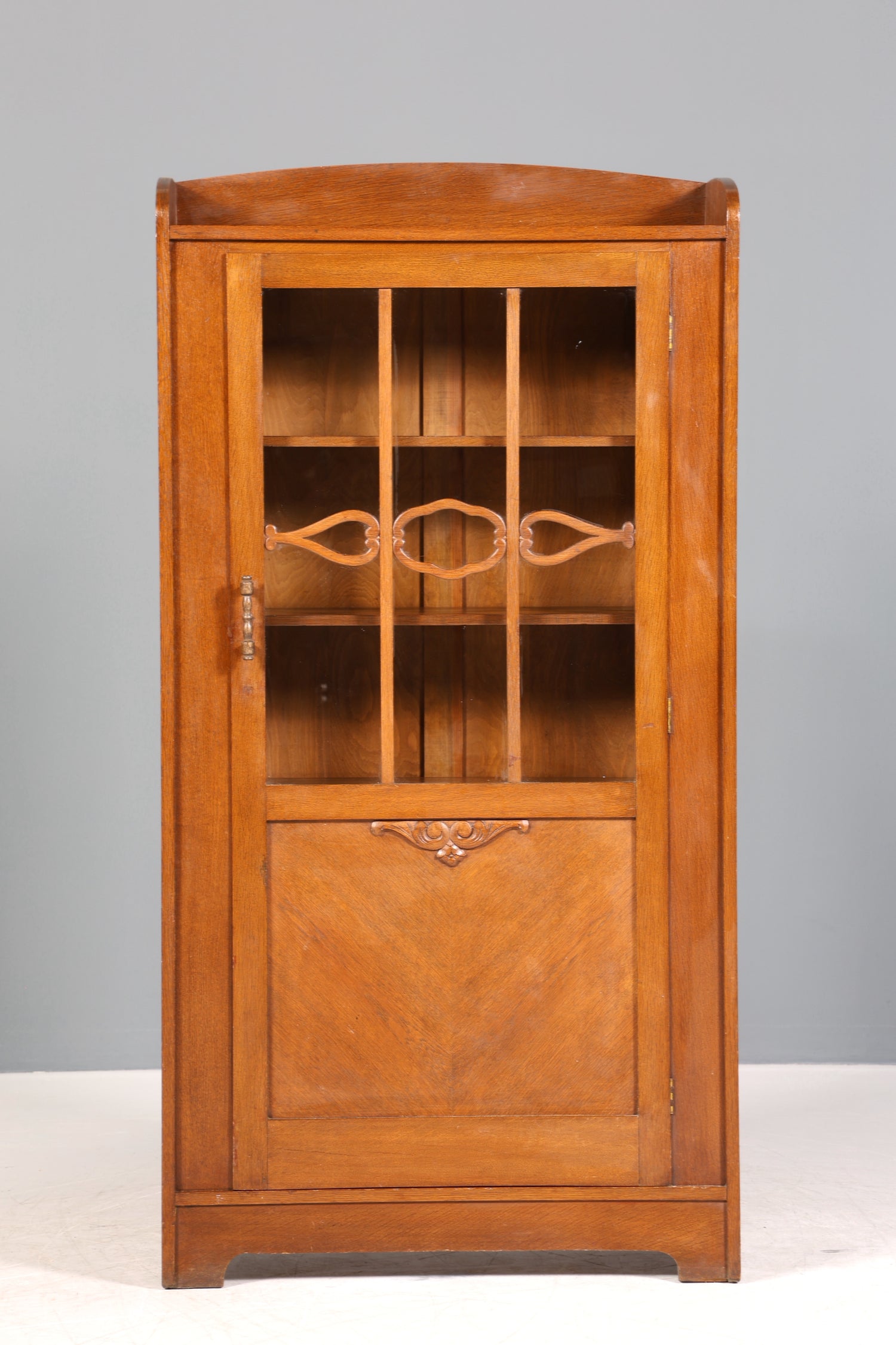 Wunderschöne Jugendstil Vitrine Antike Holz Bücherschrank Eiche Antik Schrank Geschirrschrank
